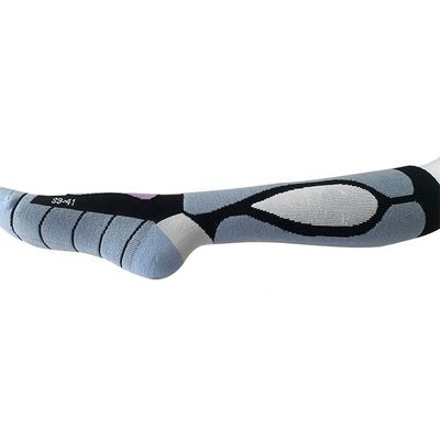Anti-zweet vrouwen prestaties Custom knie hoog lang dik 100% merino wol ski sokken