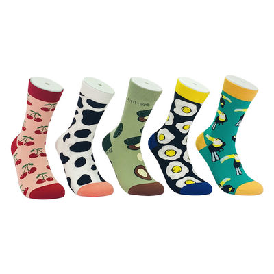 Gebreide gewone stijl vrouwen meisjes mode ademend schattig print katoenen winter sokken