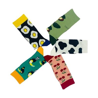 Gebreide gewone stijl vrouwen meisjes mode ademend schattig print katoenen winter sokken