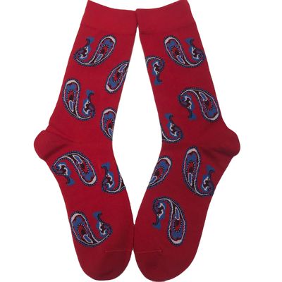 Lente seizoen Rood Paars Print Gecombeerd Katoen Polyester Spandex Fiber Sokken Voor Mannen