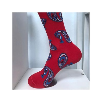 Lente seizoen Rood Paars Print Gecombeerd Katoen Polyester Spandex Fiber Sokken Voor Mannen