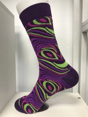 Lente seizoen Rood Paars Print Gecombeerd Katoen Polyester Spandex Fiber Sokken Voor Mannen