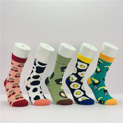Kosten Grappige Happy Fashion sokken met Custom Cartoon Food Fruit Print in reguliere stijl