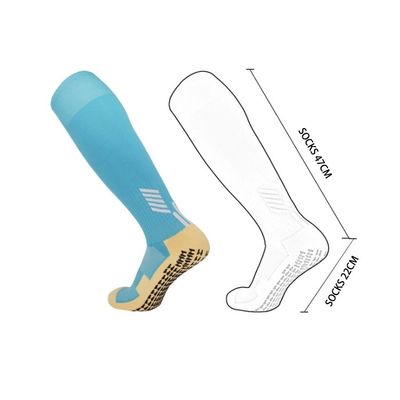 Solid Polyamide Elastane Stof Zachte Anti-Slip Voetbal Sport Voetbal Grijp lange sokken