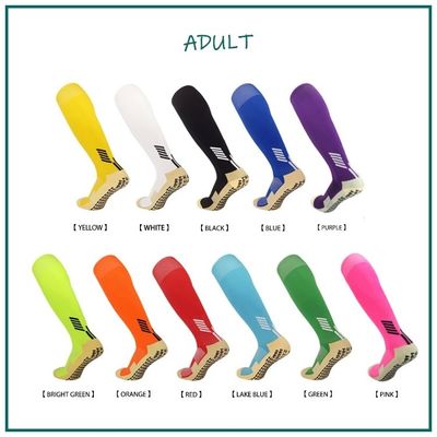 Solid Polyamide Elastane Stof Zachte Anti-Slip Voetbal Sport Voetbal Grijp lange sokken