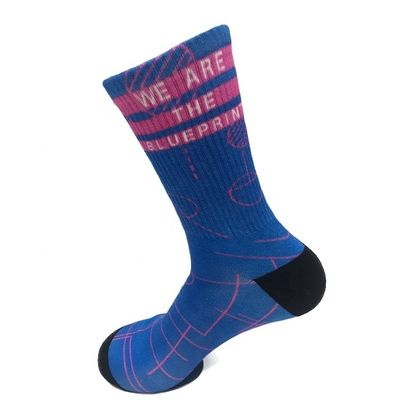 360 graden print effect Custom logo katoenen sokken met manchet ontwerp en 18% polyester