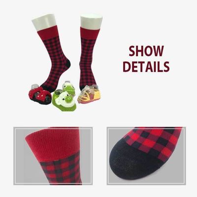 Breathable Slouch sokken voor vrouwen Rood Plaid katoen en Custom Casual Breathable