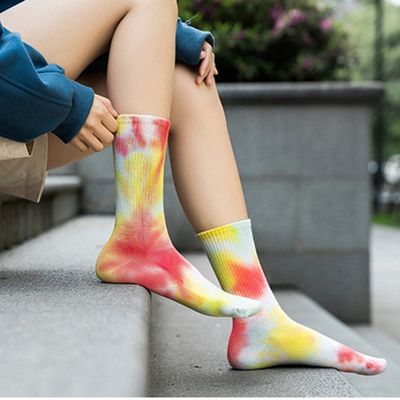 UNISEX 37-44 EU Grootte Tie Dye Thin Candy Color Print Custom Cotton Tube Sport sokken