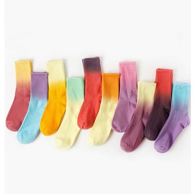 22% Polyester Naalddetectie Ja Gradient Cotton Tie Dye Tube Socks voor mannen en vrouwen