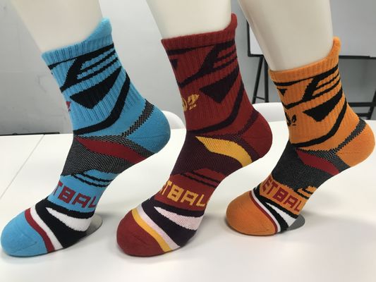 Multicolore gedrukte ademende katoenen sport sokken met normale stijl en kussen