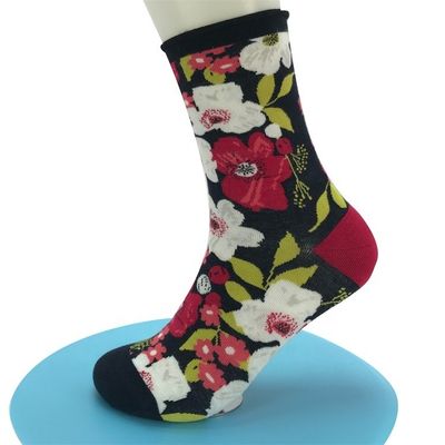 Regelmatige stijl 3D bloemenprinter bamboe sokken voor kerst Custom en ademend
