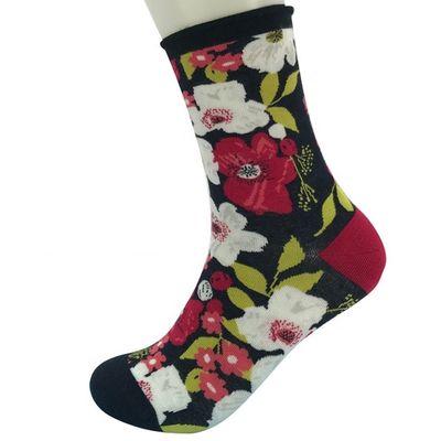 Regelmatige stijl 3D bloemenprinter bamboe sokken voor kerst Custom en ademend