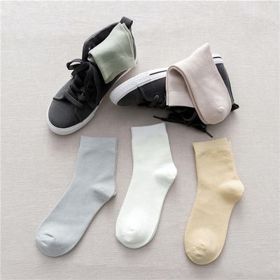 Zomer Plain Breathable Dames Crew Socks Slouch Op maat gemaakte bamboevezel thermische sokken