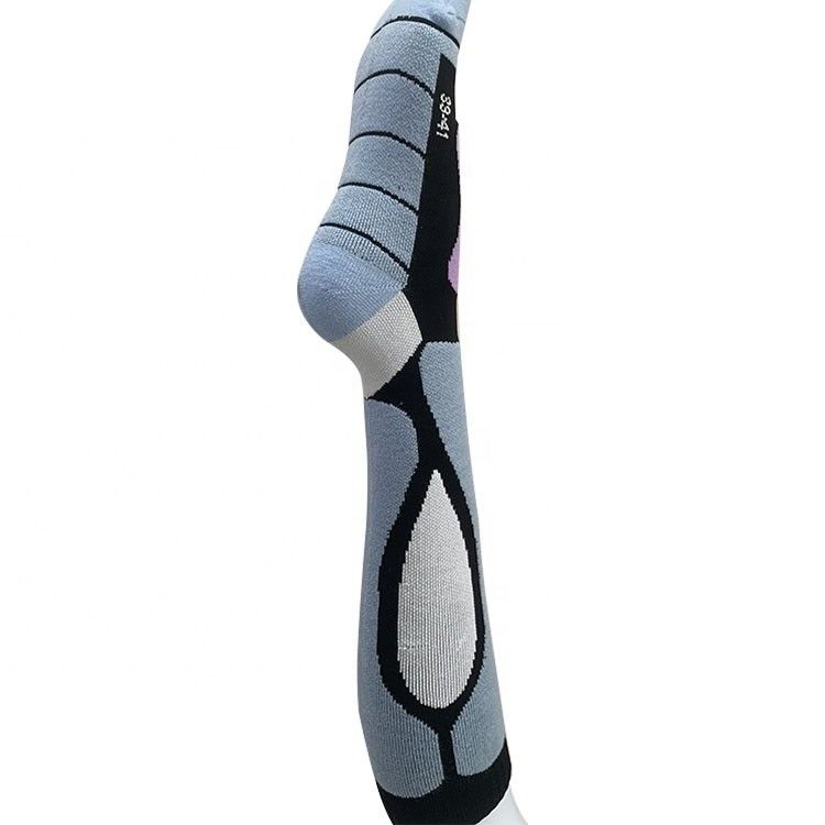 Anti-zweet vrouwen prestaties Custom knie hoog lang dik 100% merino wol ski sokken