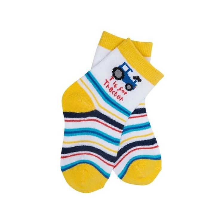 Cartoon Stripe pasgeboren sokken voor jongens en meisjes 12-24 maanden in gekamd katoen materiaal