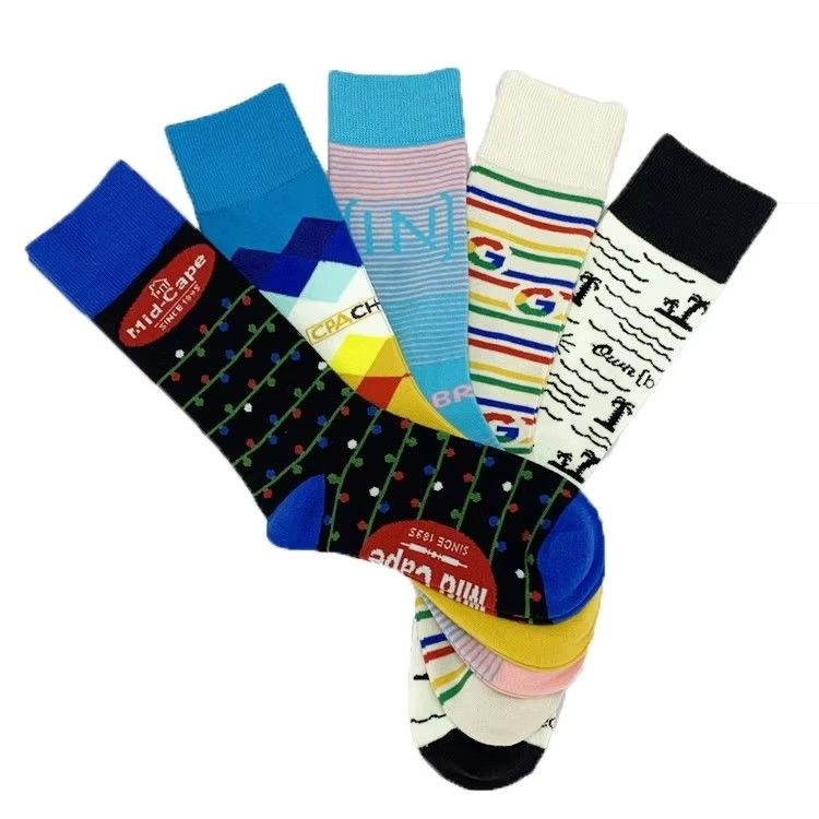 Custom kleurrijke mannen sokken Logo Positie Andere 80% gekamd katoen 17% polyamide 3% spandex