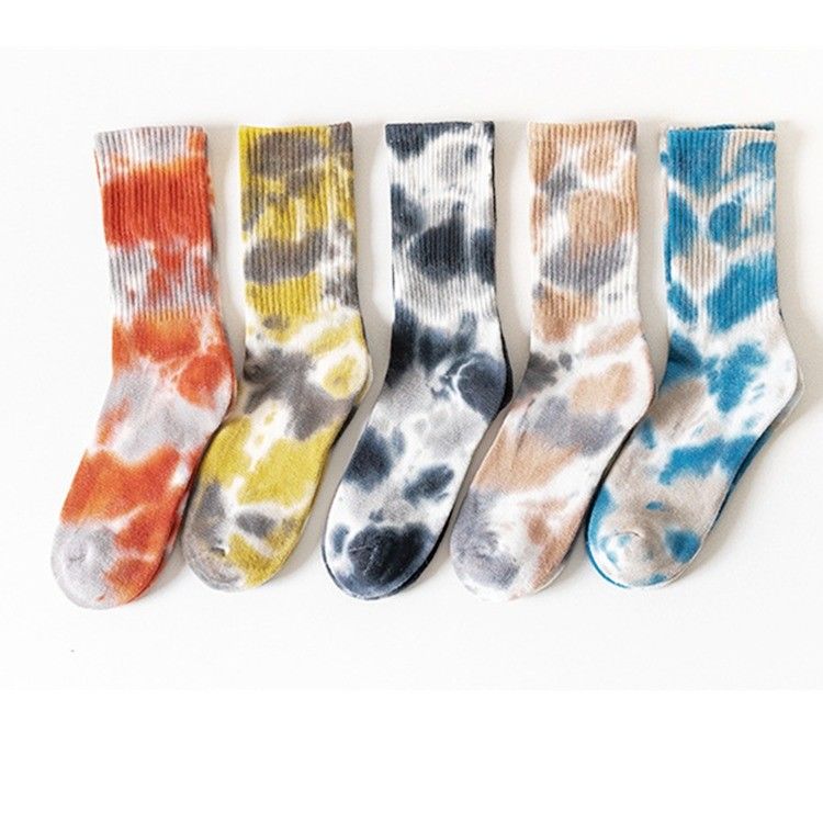 UNISEX 37-44 EU Grootte Tie Dye Thin Candy Color Print Custom Cotton Tube Sport sokken