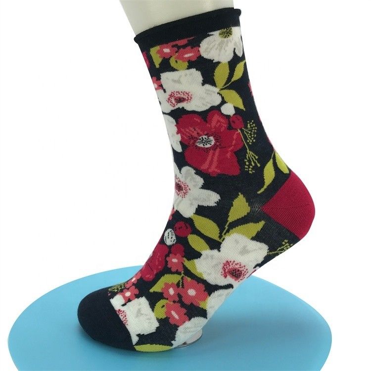 Regelmatige stijl 3D bloemenprinter bamboe sokken voor kerst Custom en ademend