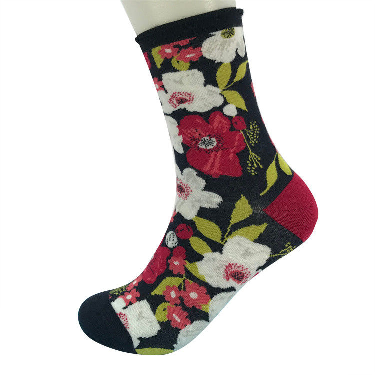 Dagelijks dragen Unisex sokken Kleurrijke Floret enkel sokken in dames Jacquard bamboe ontwerp