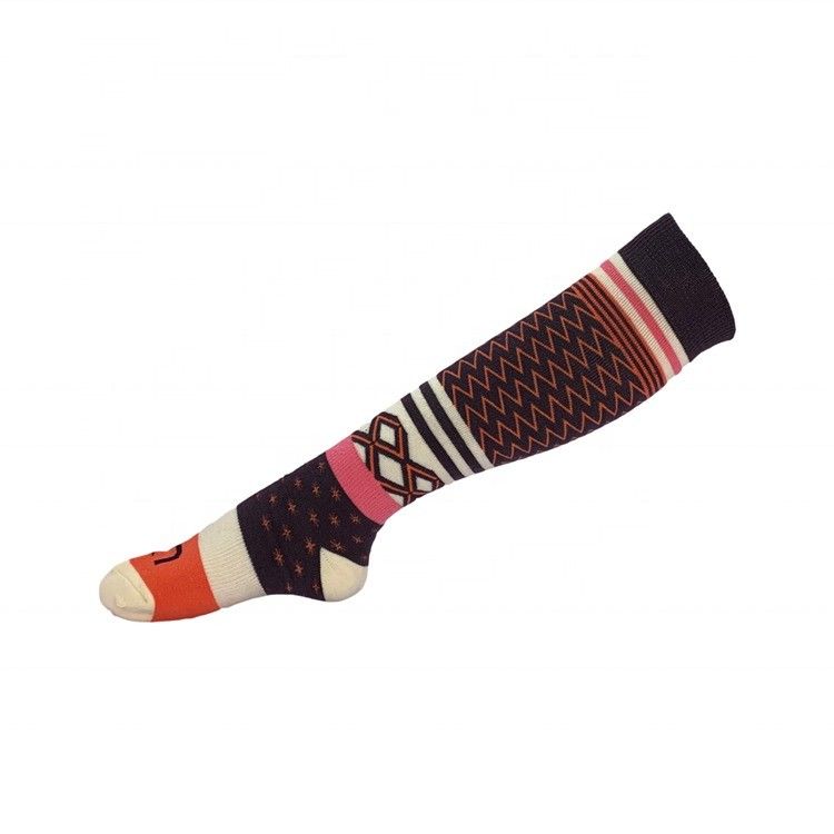 Oranje Custom Warm Comfortable Lady Knee Dikke Wol Lange Sport Gebreide Sokken Vrouwen Knie Hoog Sokken